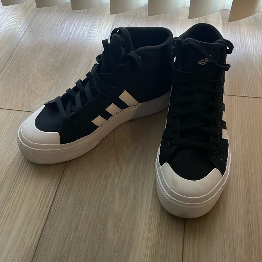 adidas Bravada 2.0 Mid Black & White Platform Shoes